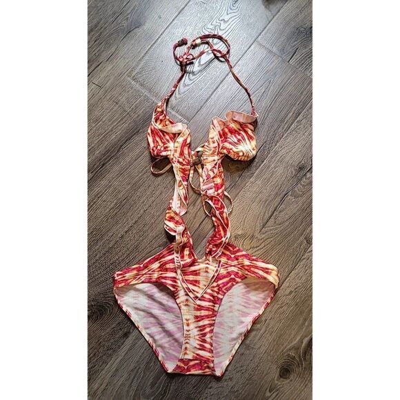 Kardashian Kollection Sexy Ruffle One-piece Bathingsuit Women's Size Large - Picture 1 of 3